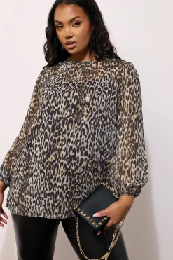 Leopard Print Chiffon Blouse