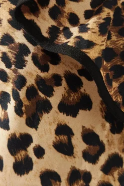 Leopard Print Contrast Frill Shift Dress