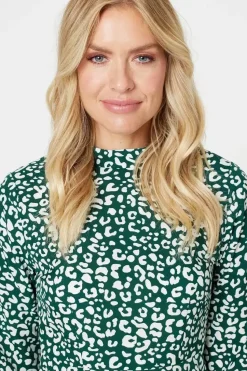 Leopard Print High Neck Tea Dress