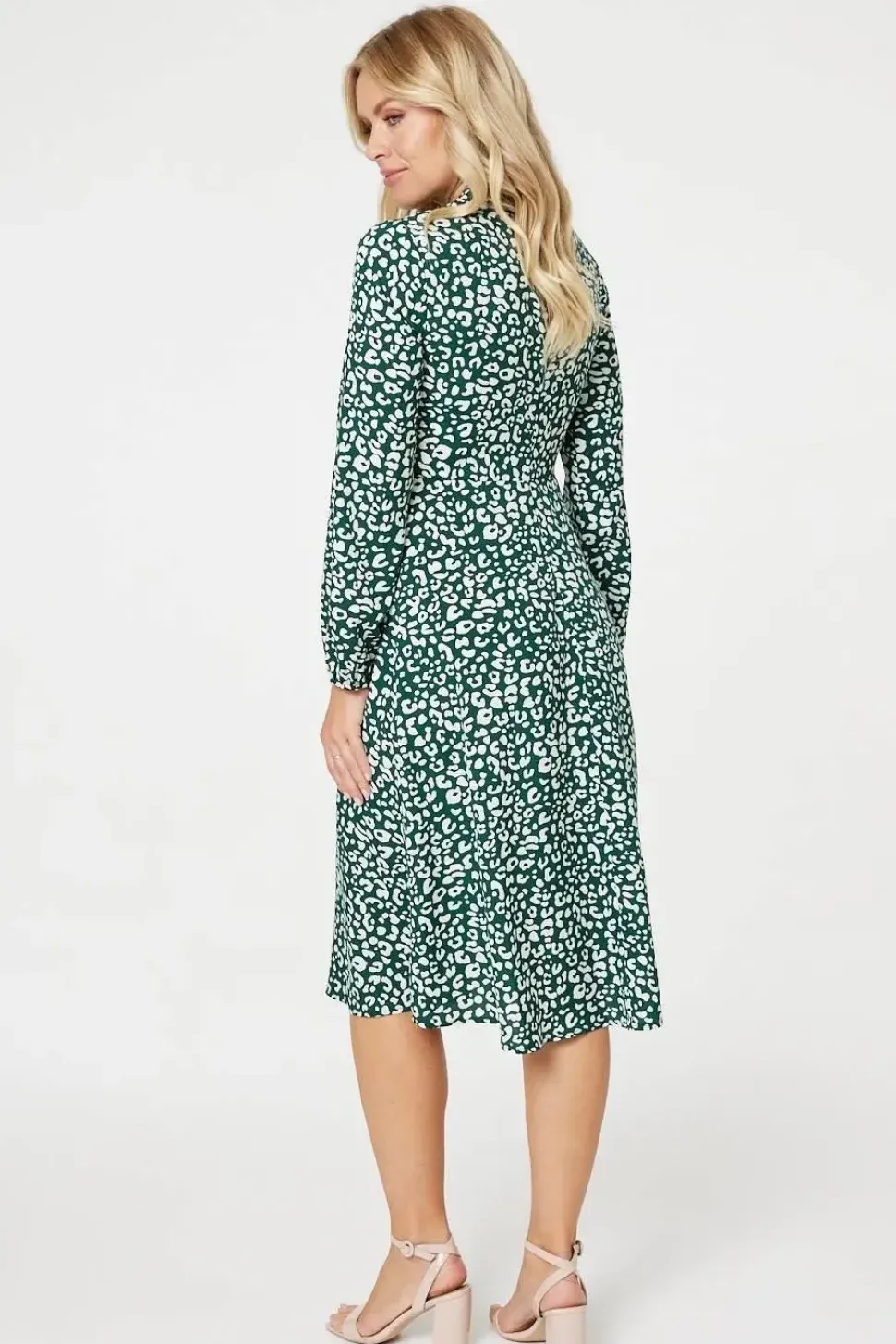Leopard Print High Neck Tea Dress