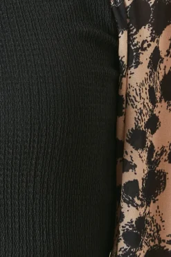Leopard Print 2IN1 Contrast Sleeve Top