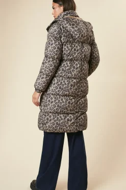 Leopard Print Longline Padded Coat