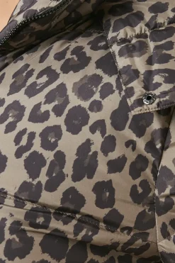 Leopard Print Longline Padded Coat