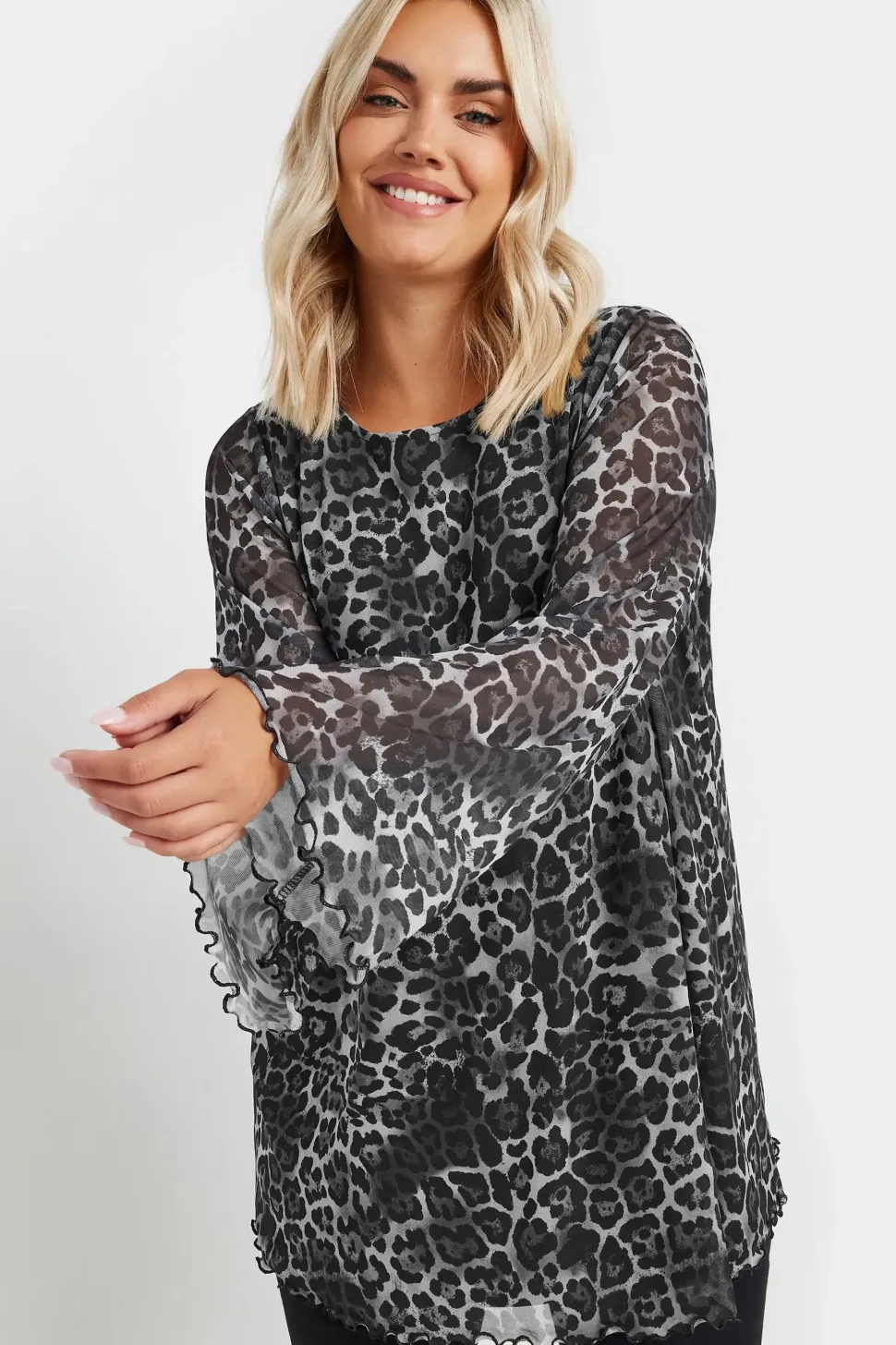 Leopard Print Mesh Top