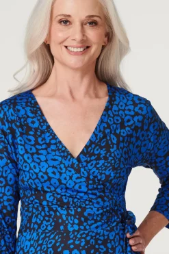 Leopard Print Midi Wrap Dress