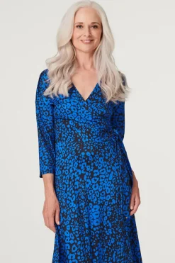 Leopard Print Midi Wrap Dress