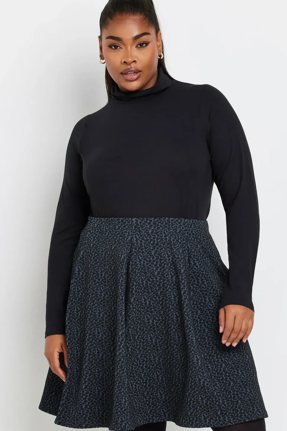 Leopard Print Panelled Skirt