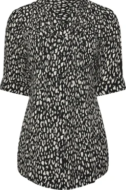 Leopard Print Pintuck Blouse