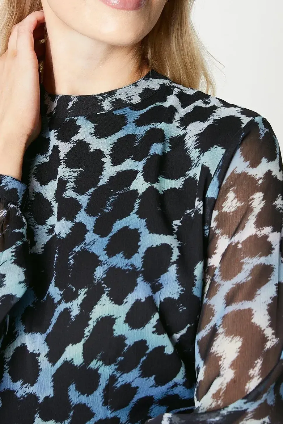 Leopard Print Pleated Midi Dress
