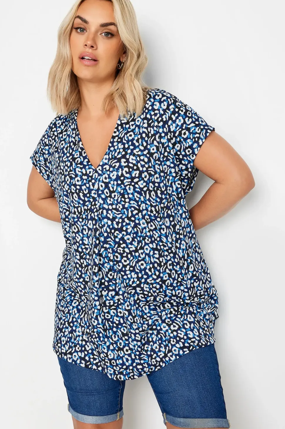 Leopard Print Pleat Front Blouse