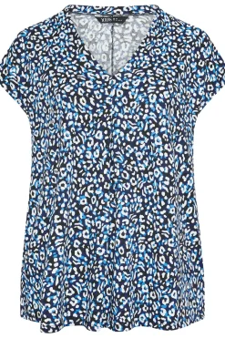 Leopard Print Pleat Front Blouse