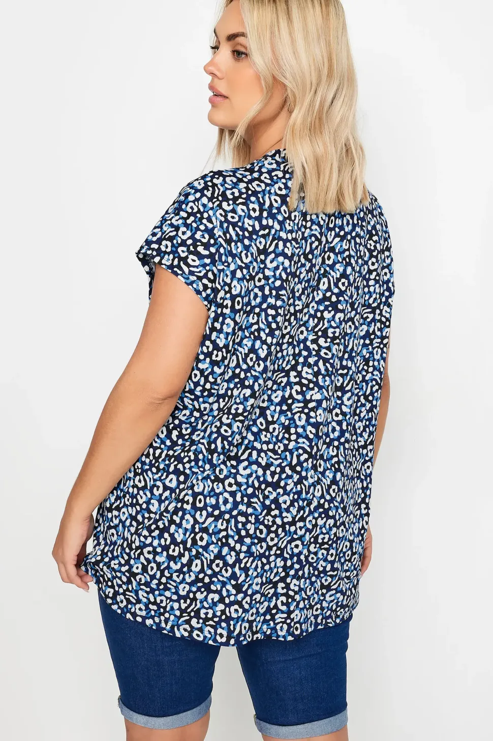 Leopard Print Pleat Front Blouse