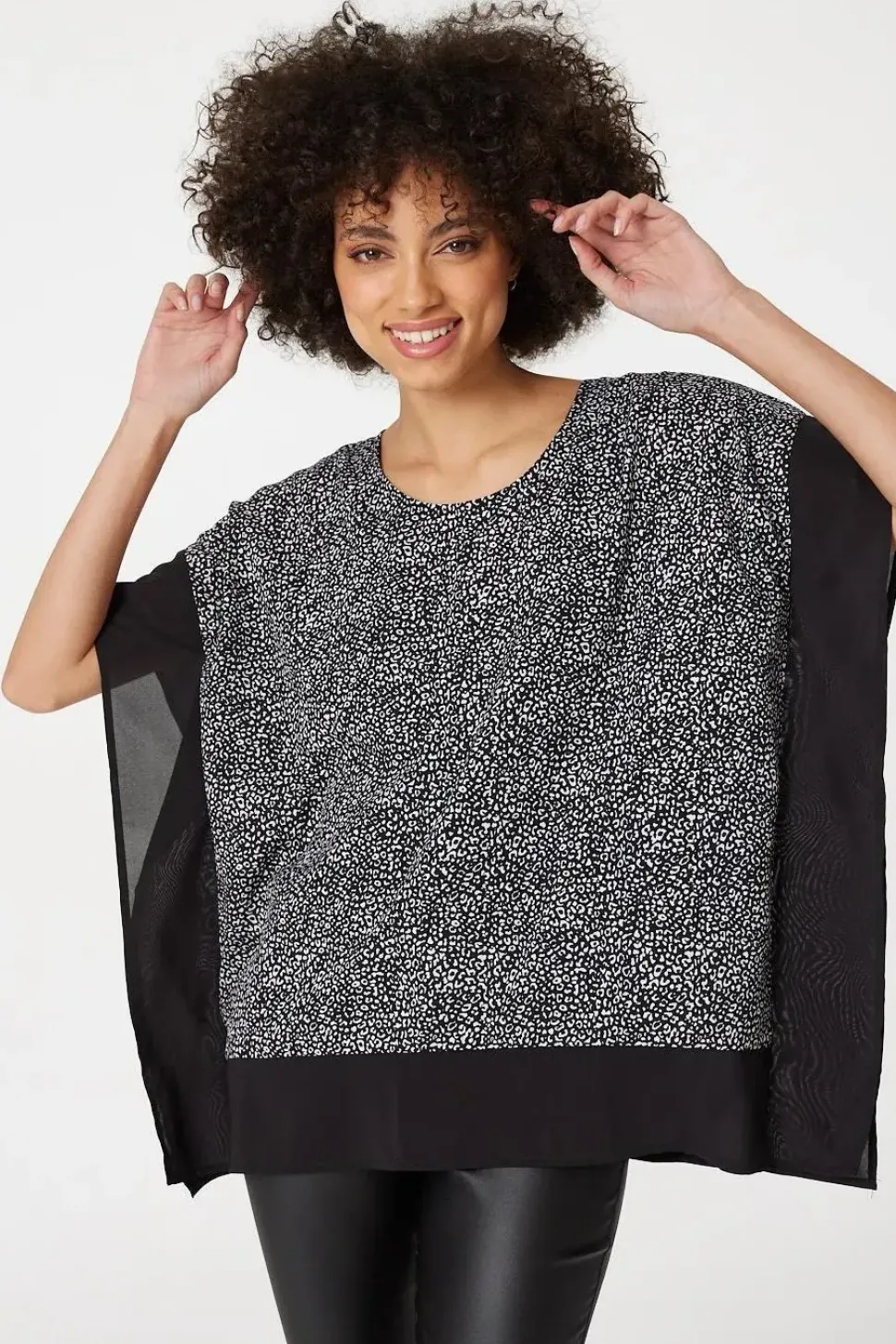 Leopard Print Poncho Blouse Top