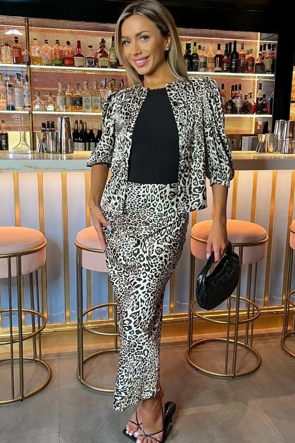 Leopard Print Satin Button Front Top