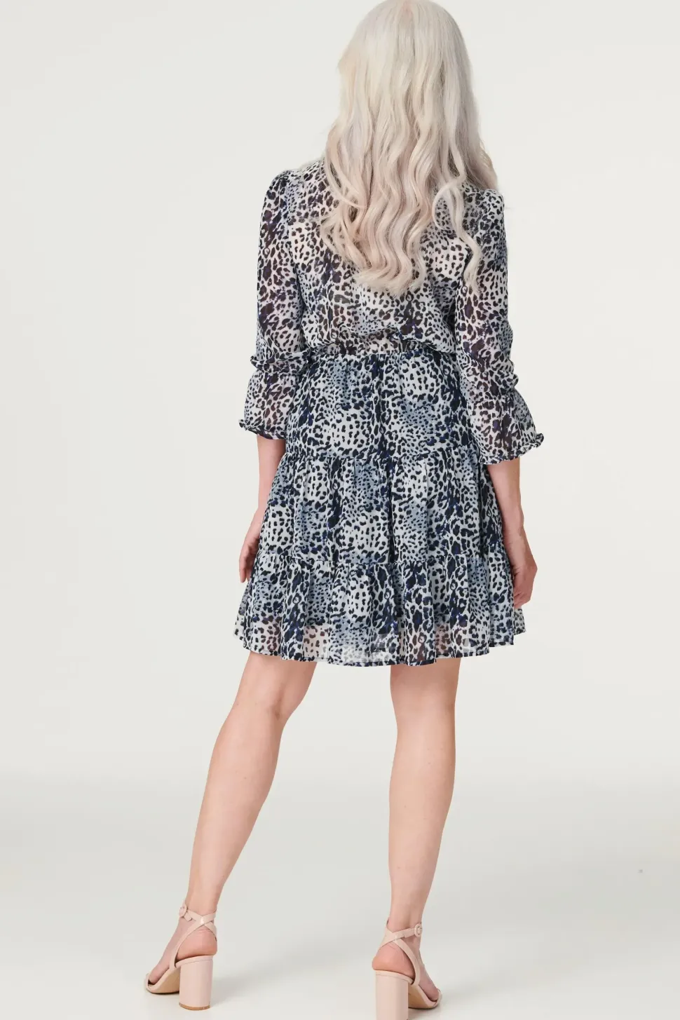 Leopard Print Shirred Neck Dress
