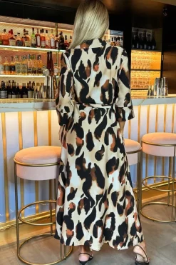 Leopard Print Shirt Midi Dress