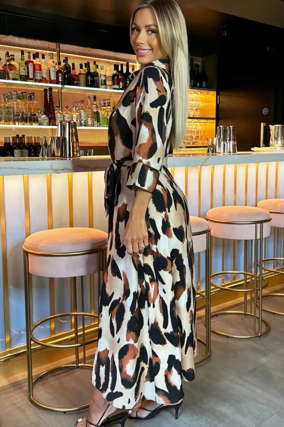 Leopard Print Shirt Midi Dress