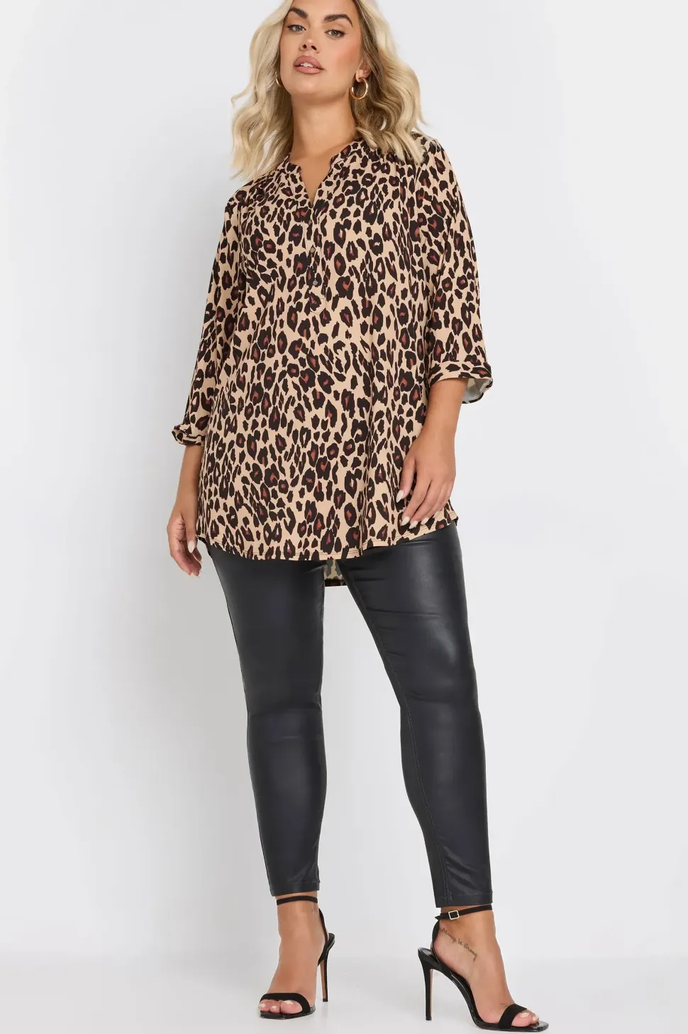 Leopard Print 3/4 Sleeve Shirt