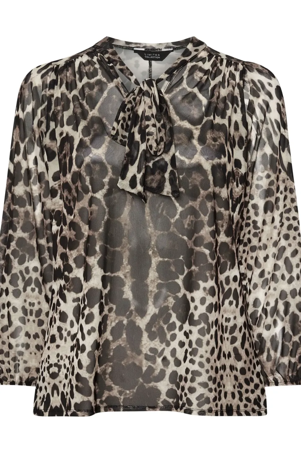 Leopard Print Tie Neck Blouse