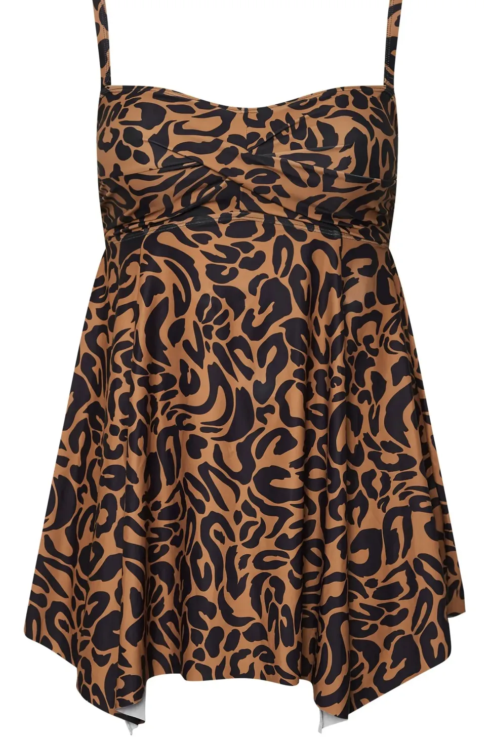 Leopard Print Twist Front Tankini Top