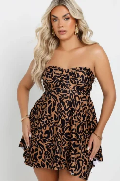 Leopard Print Twist Front Tankini Top