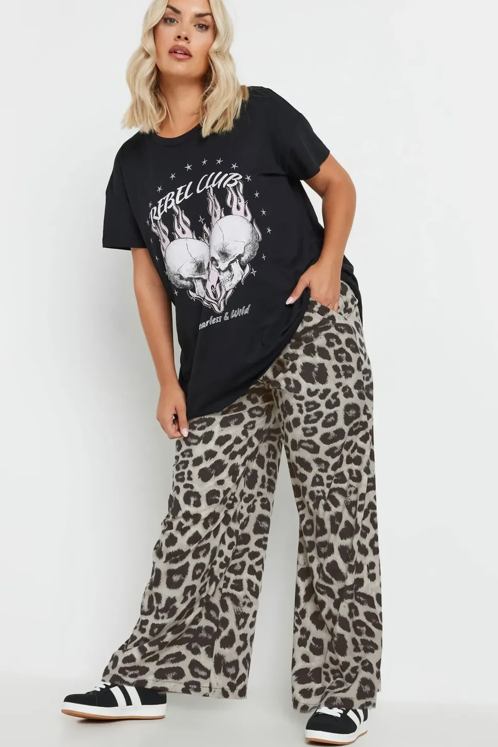 Leopard Print Wide Leg Trousers