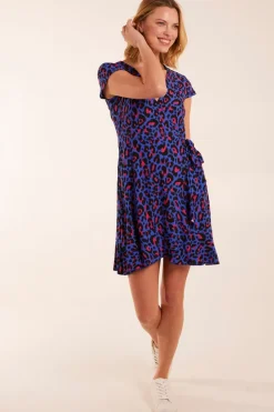 Leopard Print Wrap Mini Dress