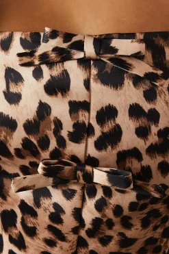 Leopard Satin Tie Front Corset Top