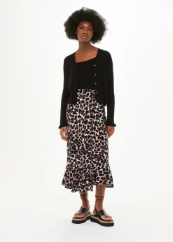 Leopard Spot Wrap Skirt-Leopard Print