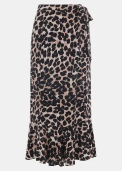 Leopard Spot Wrap Skirt-Leopard Print