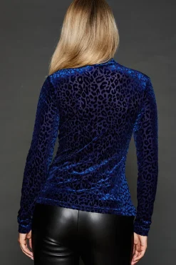 Leopard Velvet Burnout Long Sleeve Top