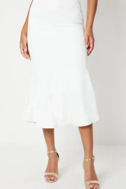 Lightweight Crepe Diagonal Panel Midi Skirt