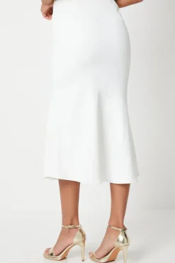 Lightweight Crepe Diagonal Panel Midi Skirt