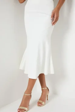 Lightweight Crepe Diagonal Panel Midi Skirt
