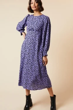 Lilac Spot Empire Midi Dress