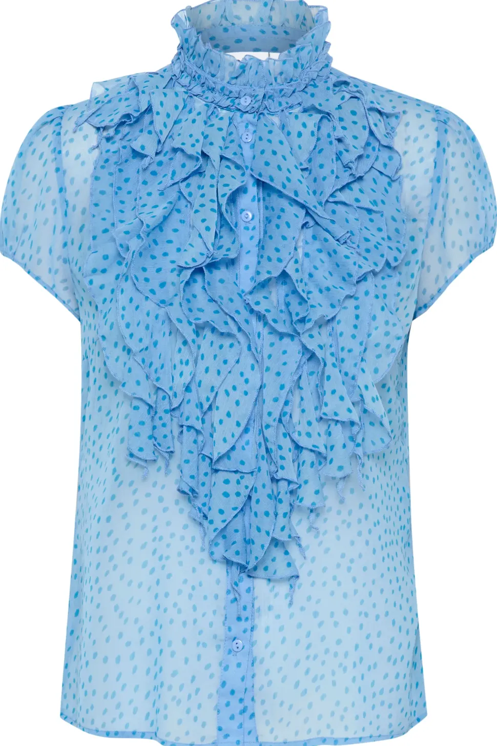 Lilja Short Sleeve Ruffle Blouse-Polka Dot