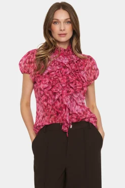Lilja Short Sleeve Ruffle Blouse-Printed