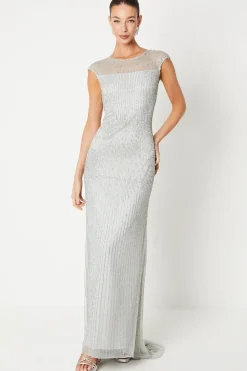Linear Beaded Sculpting Maxi Dress