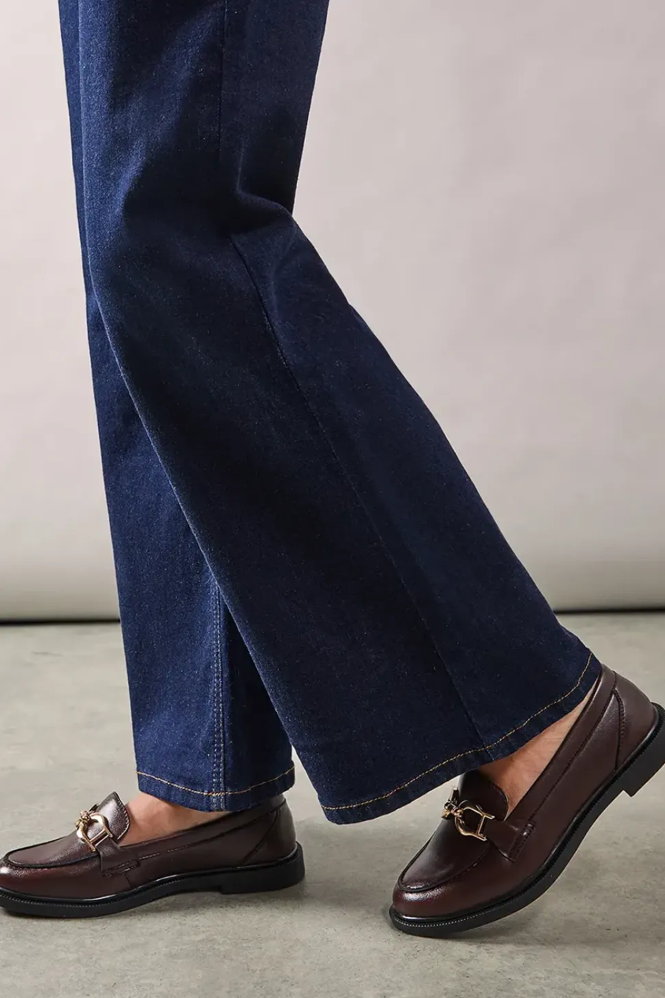 Lineka Faux Leather Metal Snaffle Smart Loafers