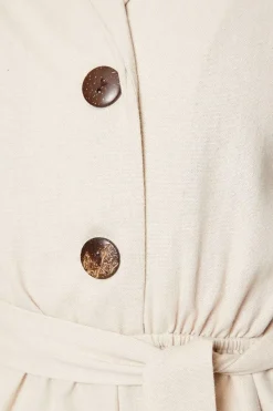 Linen Blend Belted Jumpsuit
