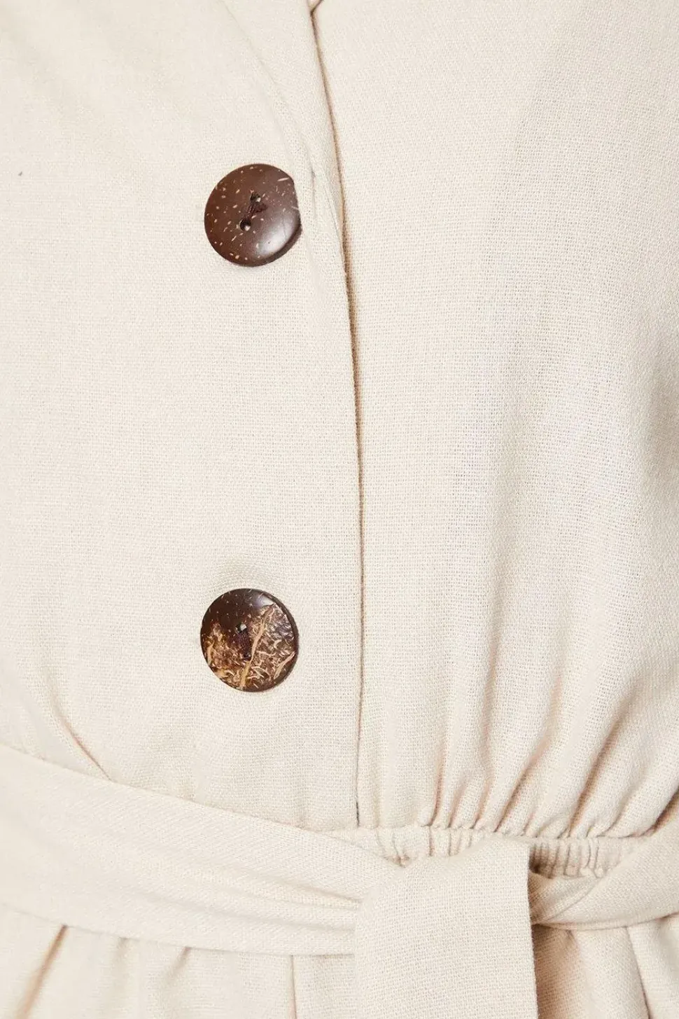 Linen Blend Belted Jumpsuit