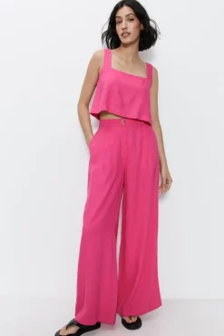 Linen Box Strappy Crop Top