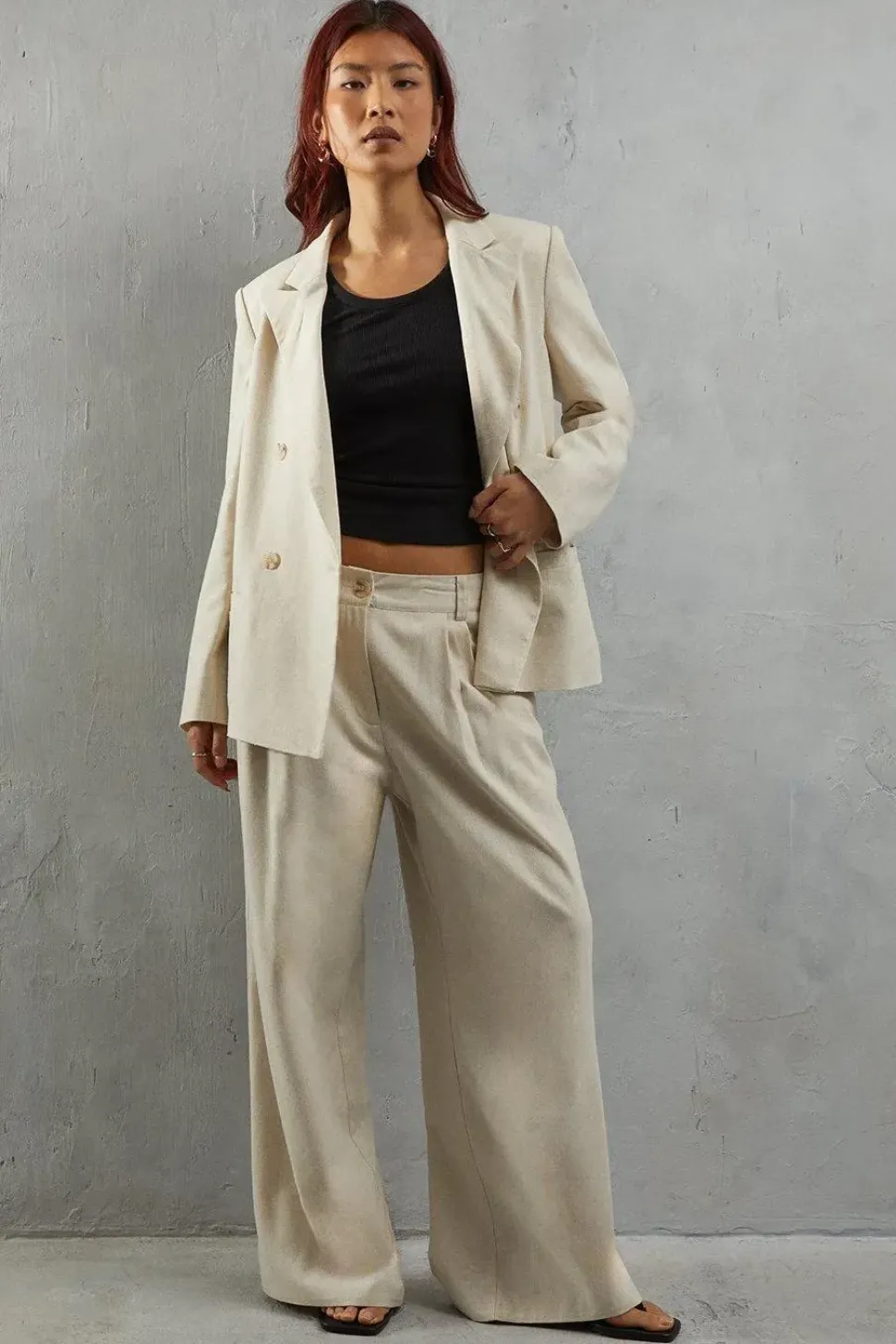 Linen High Waist Wide Leg Trouser