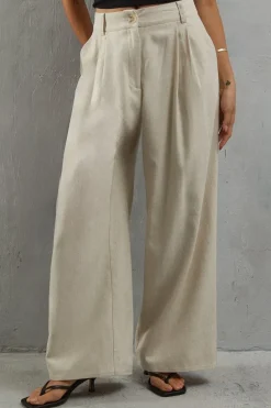 Linen High Waist Wide Leg Trouser