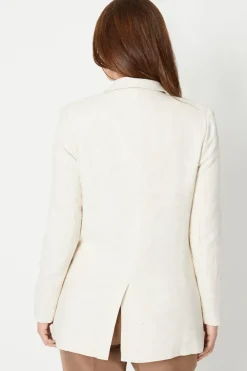 Linen Longline Double Breasted Blazer