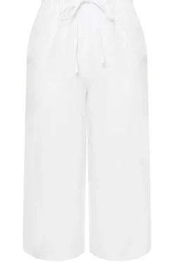 Linen Look Cropped Trousers