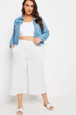 Linen Look Cropped Trousers