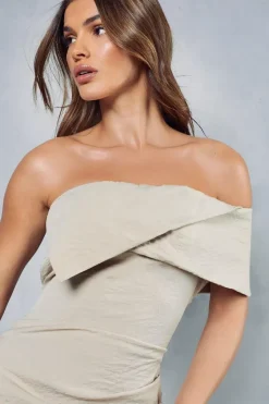 Linen Look One Shoulder Ruched Mini Dress