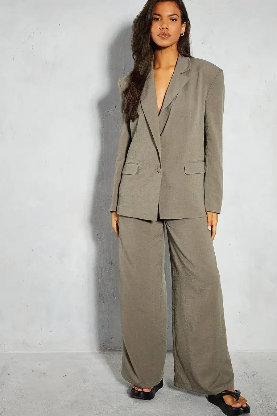 Linen Look Oversized Tailored Blazer
