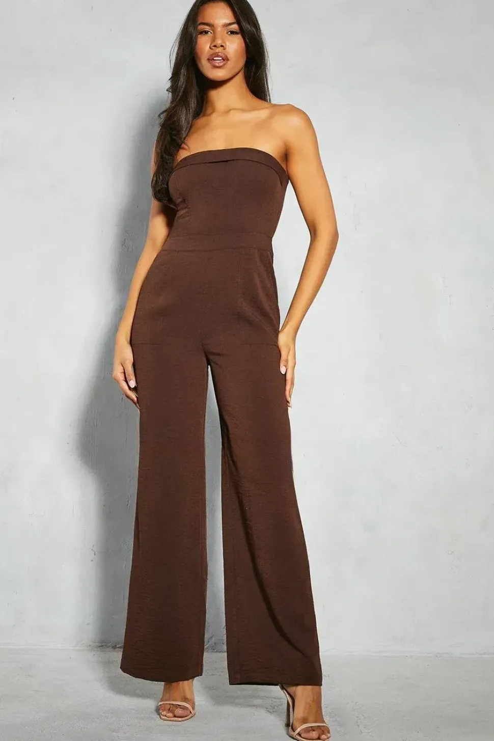 Linen Look Utility Bandeau Jumpsuit